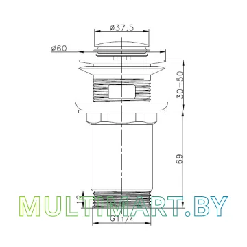Умывальник Lauter 21674A (клапан 21190G) картинка 7